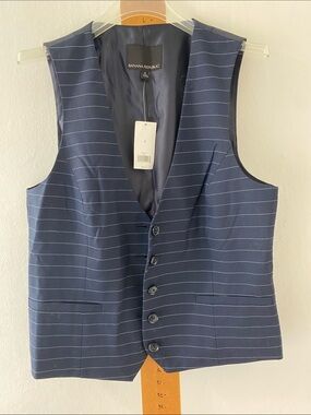 Banana Republic Women's Navy Pinstripe Waistcoat Vest